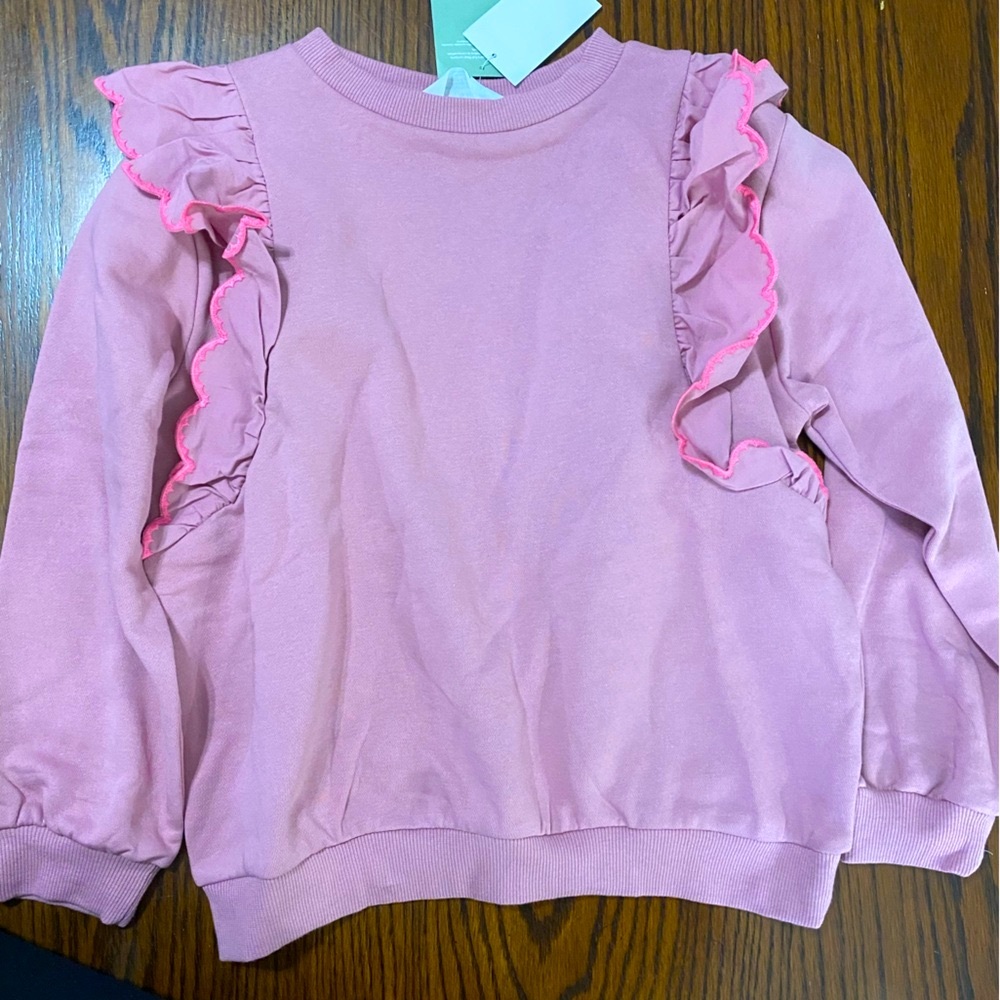 H&M Pink Ruffle Sweatshirt with Romantic Details